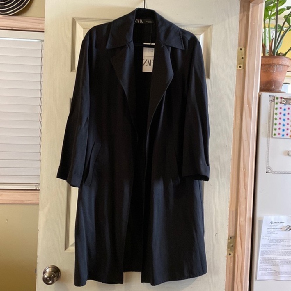 Zara Black Duster Trench Coat